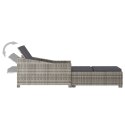 LEŻAK OGRODOWY Z CIEMNOSZARĄ PODUSZKĄ POLIRATTAN SZARY