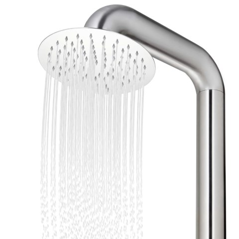 PRYSZNIC OGRODOWY 225CM STAL NIERDZEWNA 304 INOX DESZCZOWNICA 25CM SŁUCHAWKA