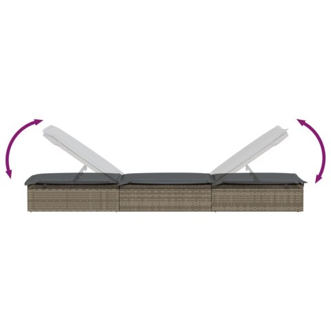 2 LEŻAKI ZE STOLIKIEM SZARE POLIRATTAN