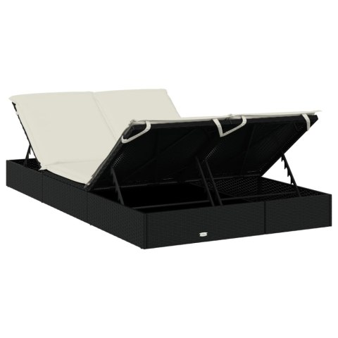 2-OSOBOWY LEŻAK Z PODUSZKAMI CZARNY POLIRATTAN