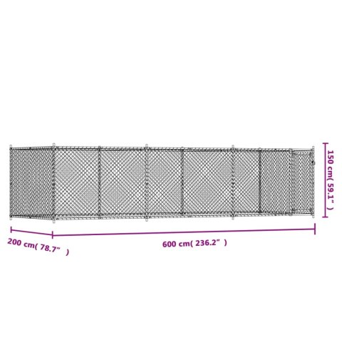 KLATKA DLA PSA Z DRZWIAMI SZARA 6X2X1,5M STAL