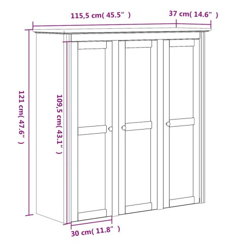 KREDENS BODO BIAŁY 115,5X43X200,5CM LITE DREWNO SOSNOWE