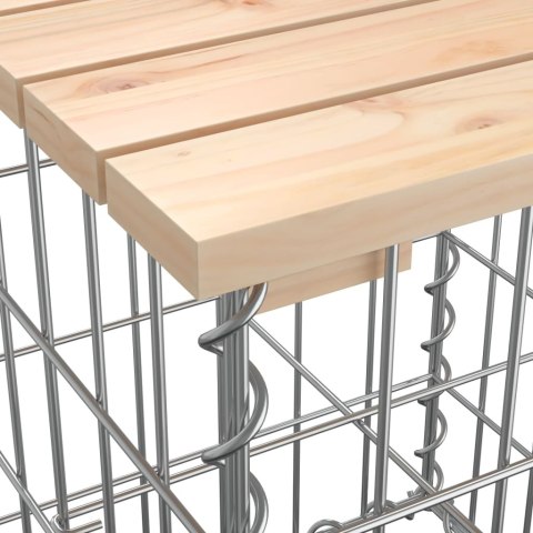 ŁAWKA OGRODOWA Z GABIONEM 184X71X65,5CM LITE DREWNO SOSNOWE