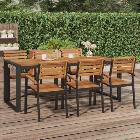 DŁUGI STÓŁ OGRODOWY 200X90X75CM AKACJA – SOLIDNE DREWNO I METAL