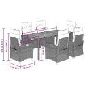 7-CZ. ZESTAW MEBLI OGRODOWYCH Z PODUSZKAMI SZARY RATTAN PE