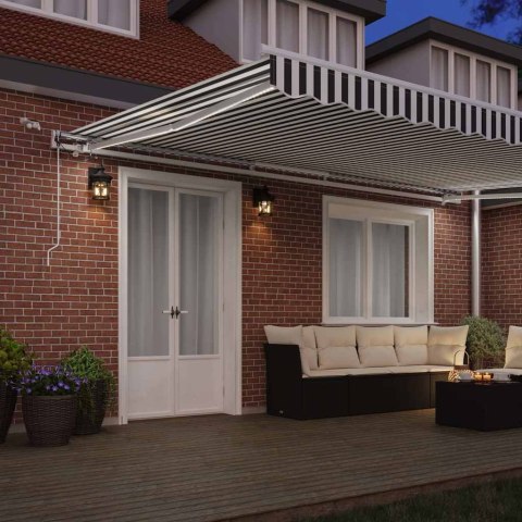 AUTOMATYCZNA MARKIZA Z LED ANTRACYTOWO-BIAŁA 500X300CM