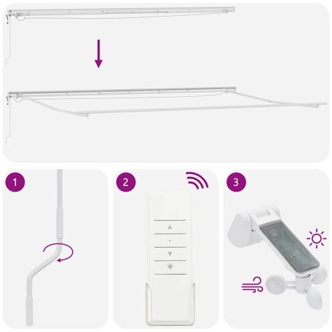 AUTOMATYCZNA MARKIZA Z LED ANTRACYTOWO-BIAŁA 600X300CM