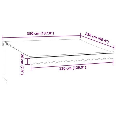 RĘCZNIE ZWIJANA MARKIZA ANTRACYTOWO-BIAŁA 350X250CM