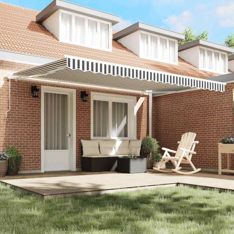 RĘCZNIE ZWIJANA MARKIZA ANTRACYTOWO-BIAŁA 450X300CM