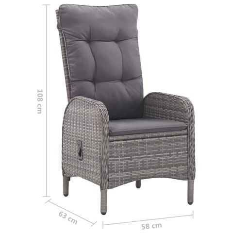 3-CZĘŚCIOWY ZESTAW MEBLI OGRODOWYCH SZARY