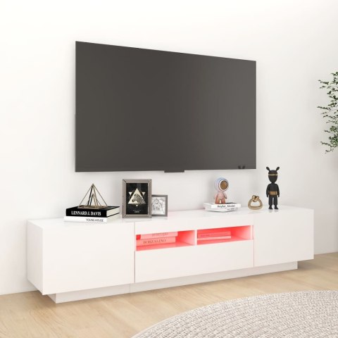 SZAFKA TV Z OŚWIETLENIEM LED BIAŁA 180X35X40CM