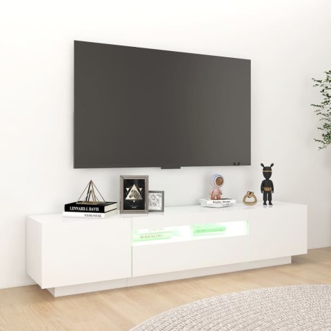 SZAFKA TV Z OŚWIETLENIEM LED BIAŁA 180X35X40CM