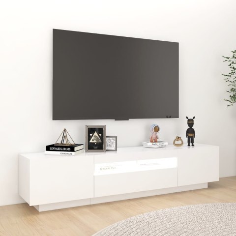 SZAFKA TV Z OŚWIETLENIEM LED BIAŁA 180X35X40CM