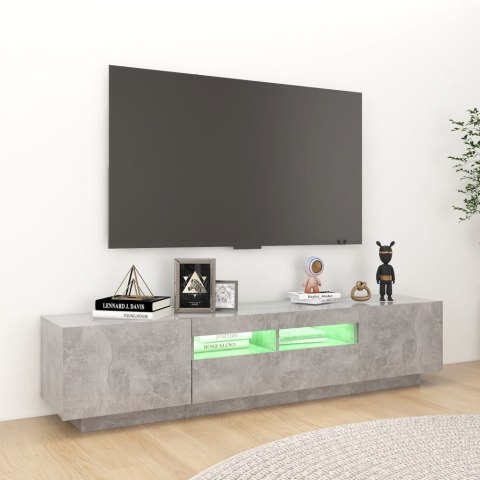 SZAFKA TV Z OŚWIETLENIEM LED SZAROŚĆ BETONU 180X35X40CM