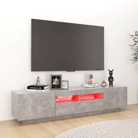 SZAFKA TV Z OŚWIETLENIEM LED SZAROŚĆ BETONU 180X35X40CM