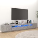 SZAFKA POD TV Z OŚWIETLENIEM LED SZAROŚĆ BETONU 260X35X40CM