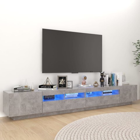 SZAFKA POD TV Z OŚWIETLENIEM LED SZAROŚĆ BETONU 260X35X40CM