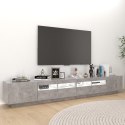 SZAFKA POD TV Z OŚWIETLENIEM LED SZAROŚĆ BETONU 260X35X40CM