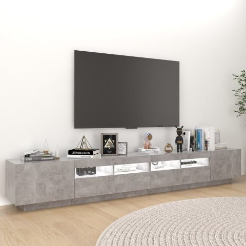 SZAFKA POD TV Z OŚWIETLENIEM LED SZAROŚĆ BETONU 260X35X40CM