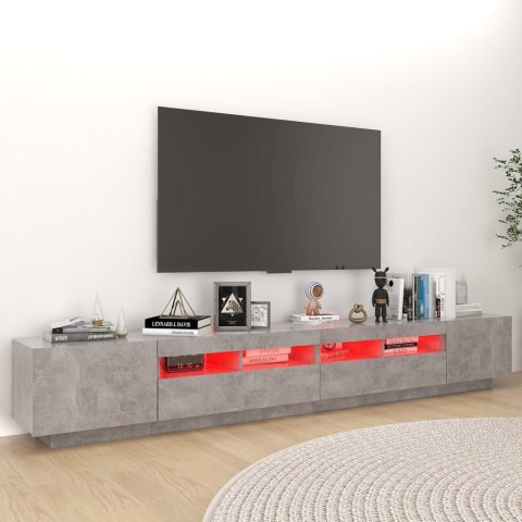 SZAFKA POD TV Z OŚWIETLENIEM LED SZAROŚĆ BETONU 260X35X40CM