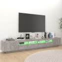 SZAFKA POD TV Z OŚWIETLENIEM LED SZAROŚĆ BETONU 260X35X40CM