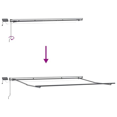 RĘCZNIE ZWIJANA MARKIZA Z LED ANTRACYTOWO-BIAŁA 500X300CM