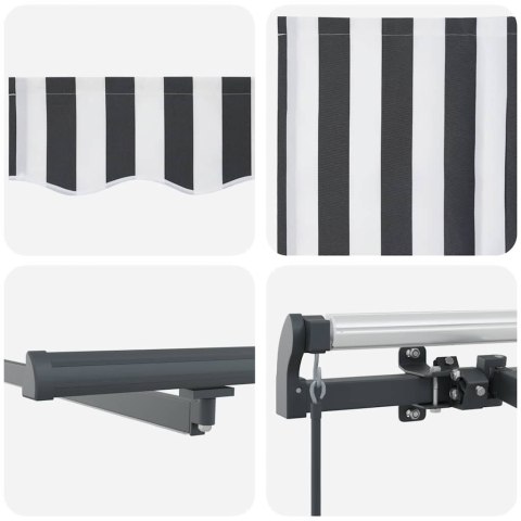 RĘCZNIE ZWIJANA MARKIZA Z LED ANTRACYTOWO-BIAŁA 500X300CM