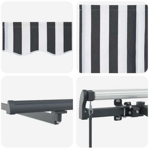 RĘCZNIE ZWIJANA MARKIZA Z LED ANTRACYTOWO-BIAŁA 600X300CM
