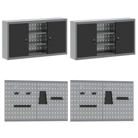 STÓŁ WARSZTATOWY Z BLOKADĄ 10 SZT. CZARNY 200X 55X 200CM STAL