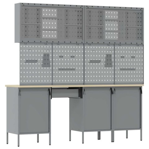 STÓŁ WARSZTATOWY Z BLOKADĄ 10 SZT. CZARNY 200X 55X 200CM STAL