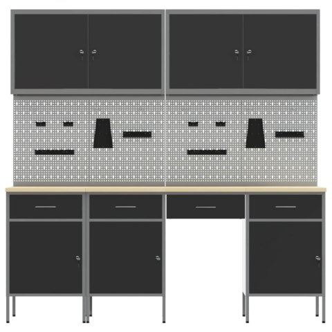 SZAFKA ROBOCZA 10 SZT. CZARNY DREWNO INŻYNIERYJNE I STAL