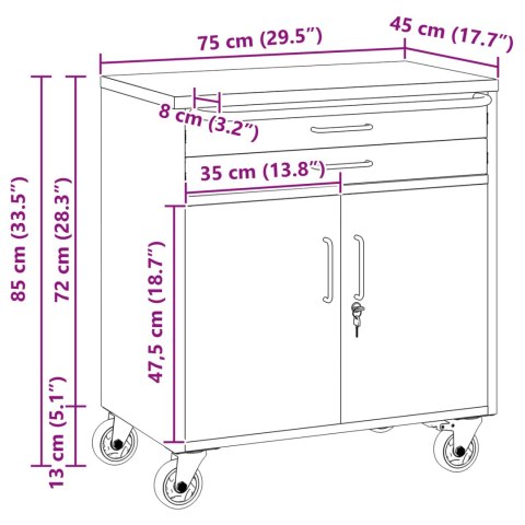 SZAFKA ROBOCZA Z SZUFLADĄ 3 SZT. CZARNY I SZARY 150X 55X 85CM