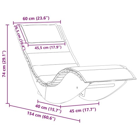 LEŻAK Z PODUSZKĄ 2-OSOBA 2 SZT.BRĄZOWY LITE DREWNO AKACJI