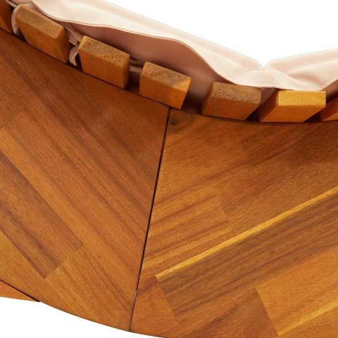 LEŻAK Z PODUSZKĄ 2-OSOBA 2 SZT.BRĄZOWY LITE DREWNO AKACJI