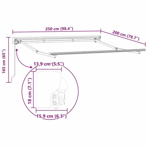 MARKIZA ZWIJANA NIEBIESKI I BIAŁY 250X200CM