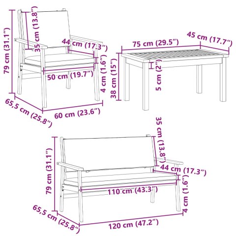 ZESTAW SOF NA OGRÓD 5 EL.BRĄZOWY LITE DREWNO AKACJI