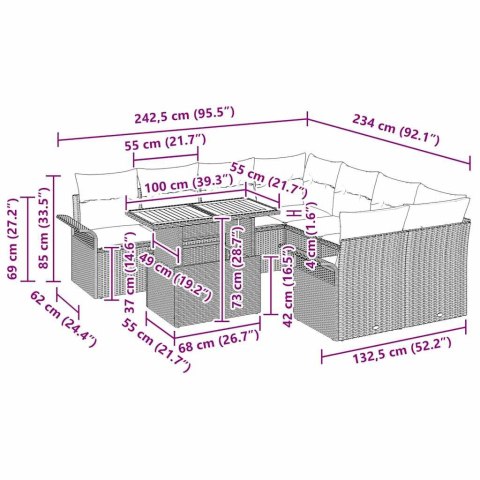 ZESTAW SOF NA OGRÓD 11 EL.BEŻOWY I JASNOSZARY POLIRATTAN