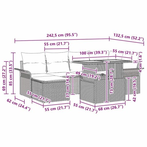 ZESTAW SOF NA OGRÓD 7 EL.BEŻOWY I JASNOSZARY POLIRATTAN