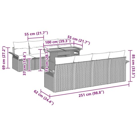 ZESTAW SOF NA OGRÓD 7 EL.BEŻOWY I KREMOWY POLIRATTAN