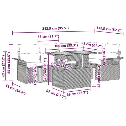 ZESTAW SOF NA OGRÓD Z PODUSZKĄ 6 EL.CZARNY