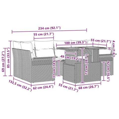 ZESTAW SOF NA OGRÓD Z PODUSZKĄ 7 EL.SZARY