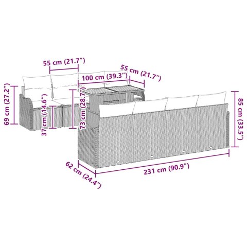 ZESTAW SOF NA OGRÓD Z PODUSZKĄ 7 EL.BEŻOWO-KREMOWY