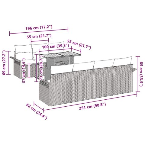 ZESTAW SOF NA OGRÓD Z PODUSZKĄ 8 EL.CZARNY I KREMOWY