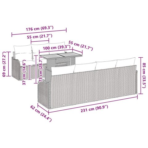ZESTAW SOF NA OGRÓD Z PODUSZKĄ 8 EL.CZARNY