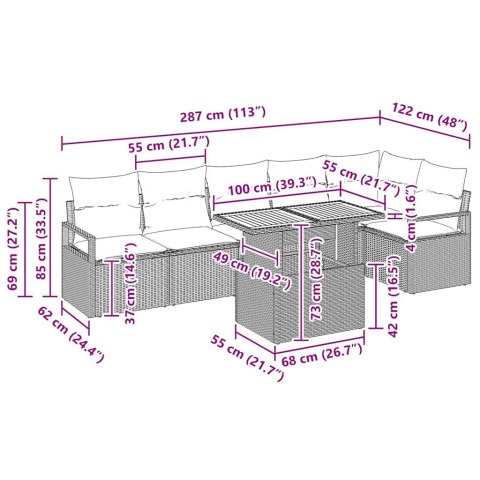 ZESTAW DO JADALNI W OGRODZIE Z PODUSZKĄ 7 SZT. BEŻOWY I KREMOWY