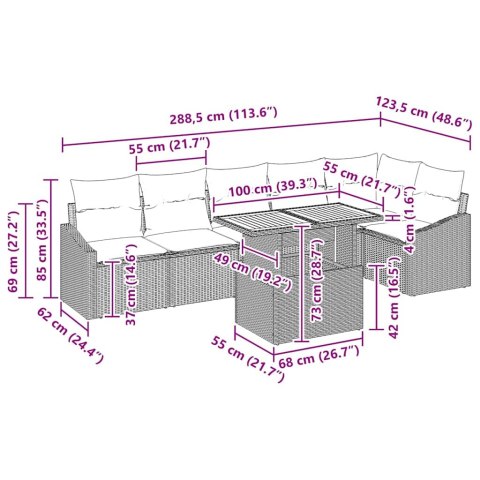 ZESTAW DO JADALNI W OGRODZIE Z PODUSZKĄ 7 SZT. CZARNY I KREMOWY
