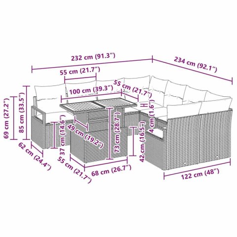 ZESTAW DO JADALNI W OGRODZIE Z PODUSZKĄ 9 SZT. BEŻOWY I KREMOWY