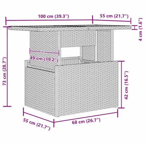 ZESTAW DO JADALNI W OGRODZIE Z PODUSZKĄ 10 SZT. SZARY I BRĄZOWY