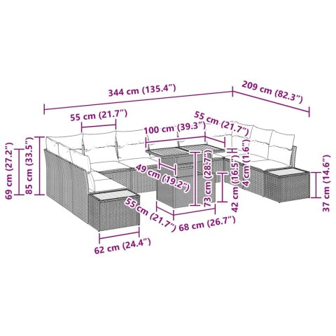 ZESTAW DO JADALNI W OGRODZIE Z PODUSZKĄ 11 SZT. BEŻOWY I SZARY