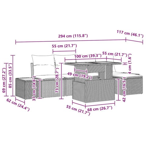 ZESTAW DO JADALNI W OGRODZIE Z PODUSZKĄ 6 SZT. BEŻOWY I SZARY